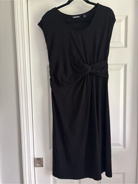 Lands' End Black Knot-Waist Cap-Sleeve Dress Size Small